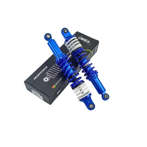 Amortecedor Traseiro Aluminio Azul Mola Branca Titan 125/150 / Fan 125/150 / Ybr  Par